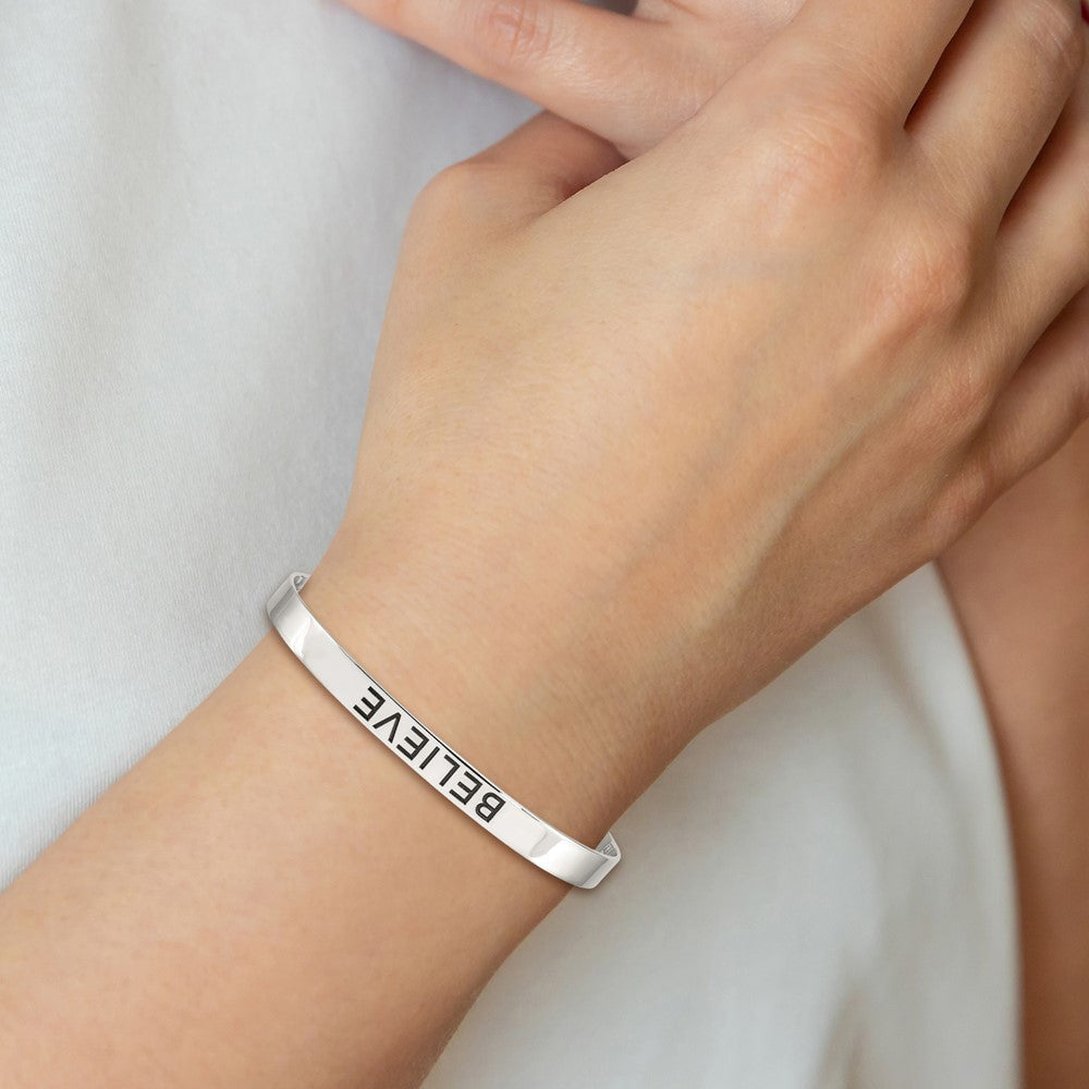 Sterlingsilber Glaube Antikisiert Manschette Armreif