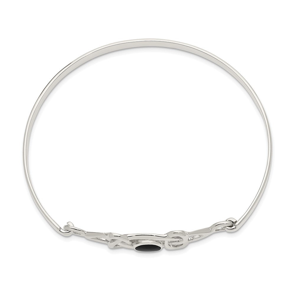 Sterlingsilber Schwarz Onyx Keltisch Muster Flexibel Armreif Armband