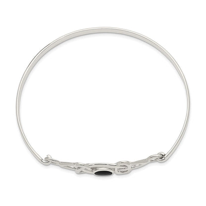 Sterlingsilber Schwarz Onyx Keltisch Muster Flexibel Armreif Armband