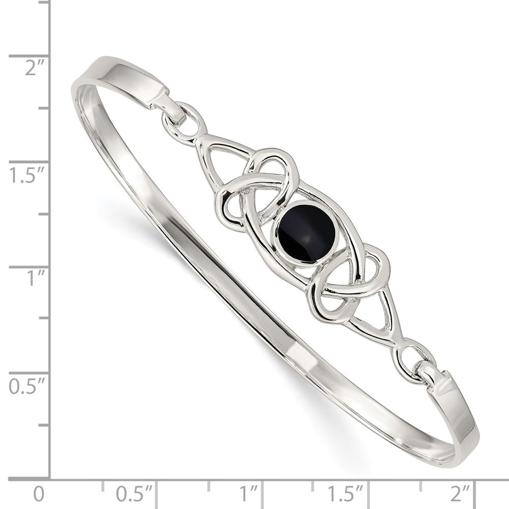 Sterlingsilber Schwarz Onyx Keltisch Muster Flexibel Armreif Armband