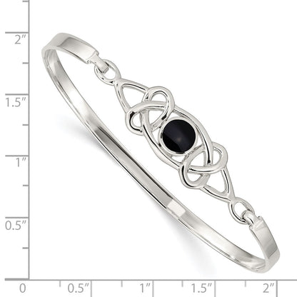 Sterlingsilber Schwarz Onyx Keltisch Muster Flexibel Armreif Armband