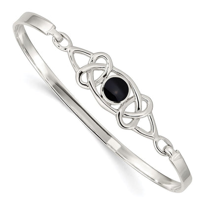 Sterlingsilber Schwarz Onyx Keltisch Muster Flexibel Armreif Armband