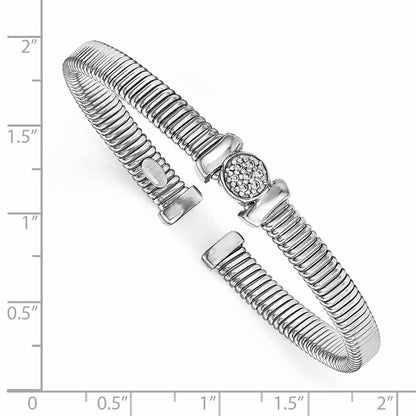Sterlingsilber Poliert Rhodiniert Gedreht Zirkonia Manschette Armreif