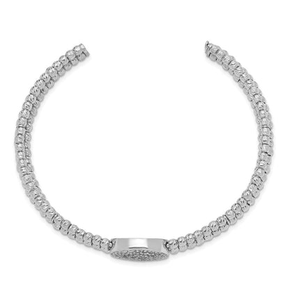 Sterlingsilber Rhodiniert Gekugelt Swarovski Kristall Manschette Armreif