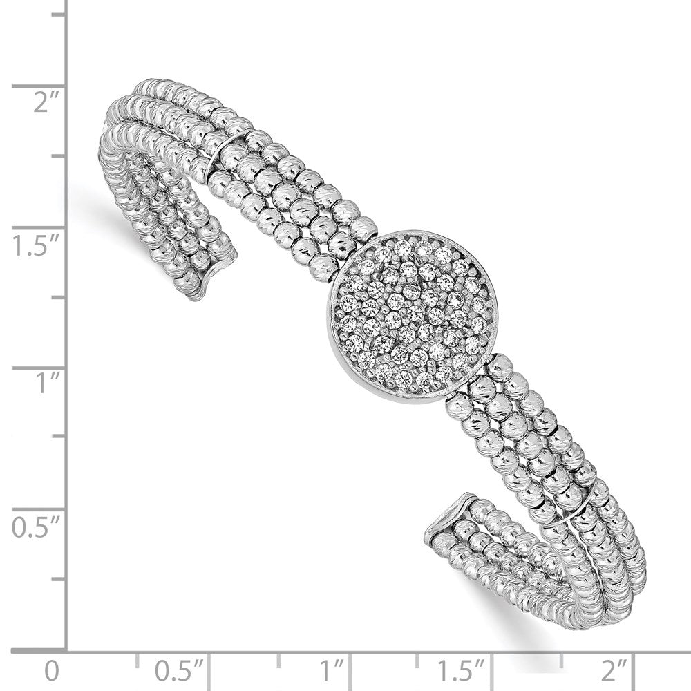 Sterlingsilber Rhodiniert Gekugelt Swarovski Kristall Manschette Armreif
