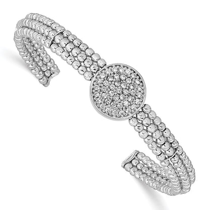 Sterlingsilber Rhodiniert Gekugelt Swarovski Kristall Manschette Armreif