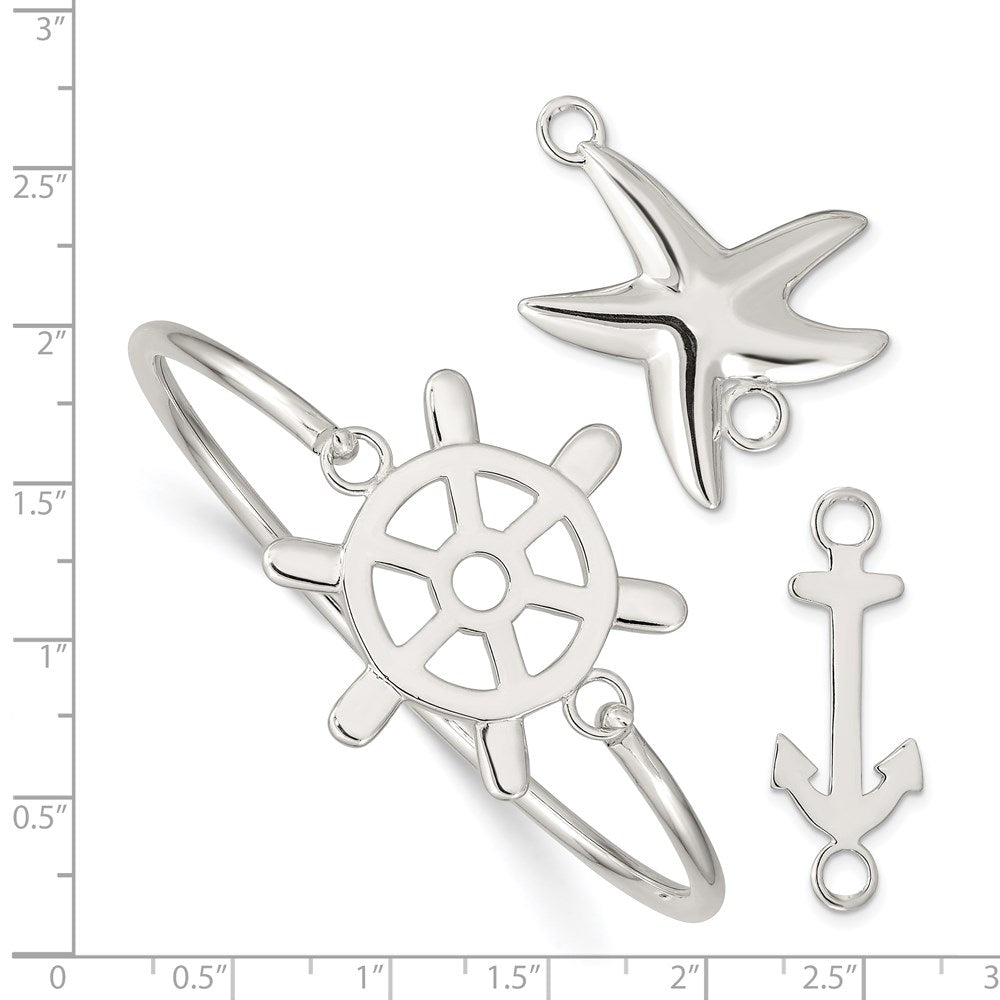 Sterlingsilber mit Interchangeable Nautical Charms 3.00mm Armreif