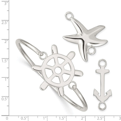 Sterlingsilber mit Interchangeable Nautical Charms 3.00mm Armreif