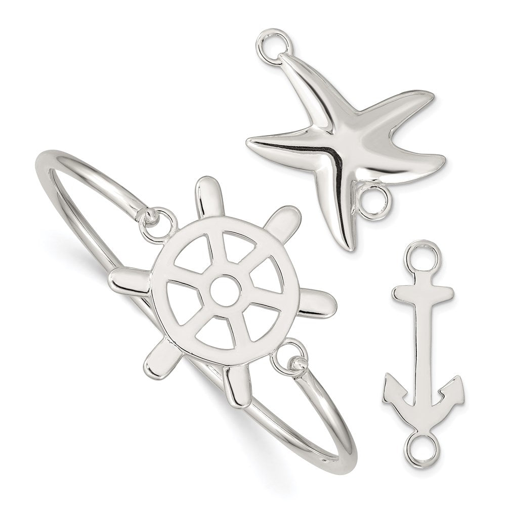 Sterlingsilber mit Interchangeable Nautical Charms 3.00mm Armreif