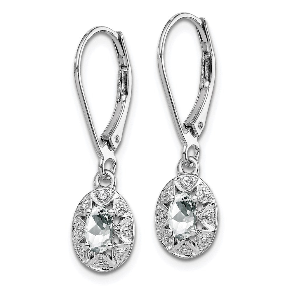 Sterlingsilber Rhodiniert Diamant. & Weiß Topas Ohrringe