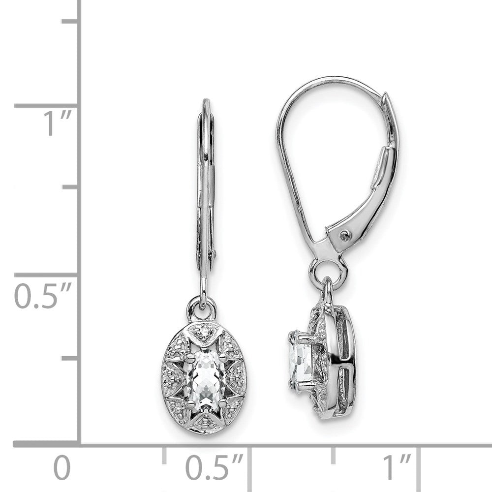 Sterlingsilber Rhodiniert Diamant. & Weiß Topas Ohrringe