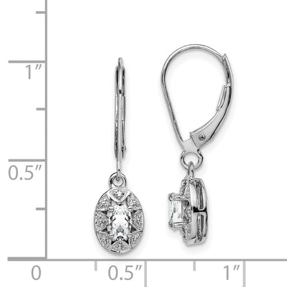 Sterlingsilber Rhodiniert Diamant. & Weiß Topas Ohrringe
