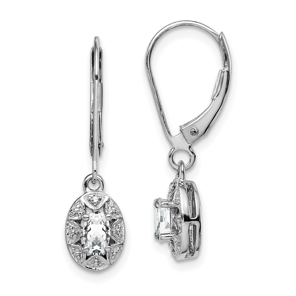 Sterlingsilber Rhodiniert Diamant. & Weiß Topas Ohrringe