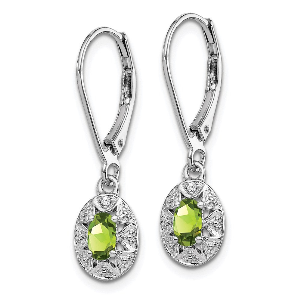 Sterlingsilber Rhodiniert Diamant. & Peridot Ohrringe