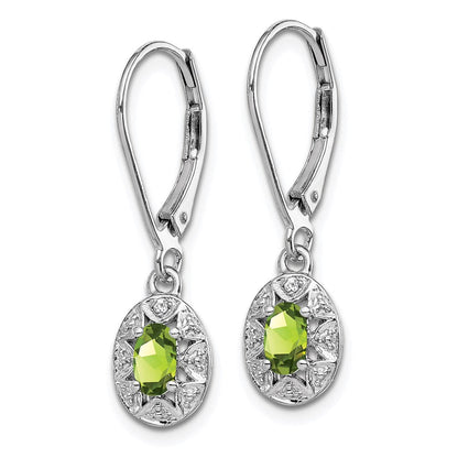 Sterlingsilber Rhodiniert Diamant. & Peridot Ohrringe