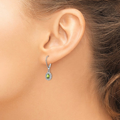 Sterlingsilber Rhodiniert Diamant. & Peridot Ohrringe