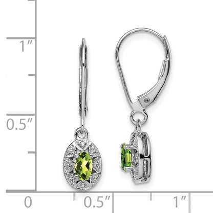 Sterlingsilber Rhodiniert Diamant. & Peridot Ohrringe