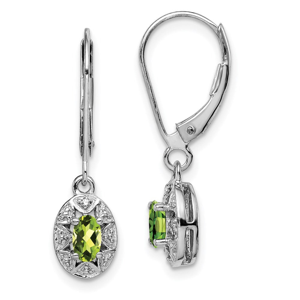 Sterlingsilber Rhodiniert Diamant. & Peridot Ohrringe
