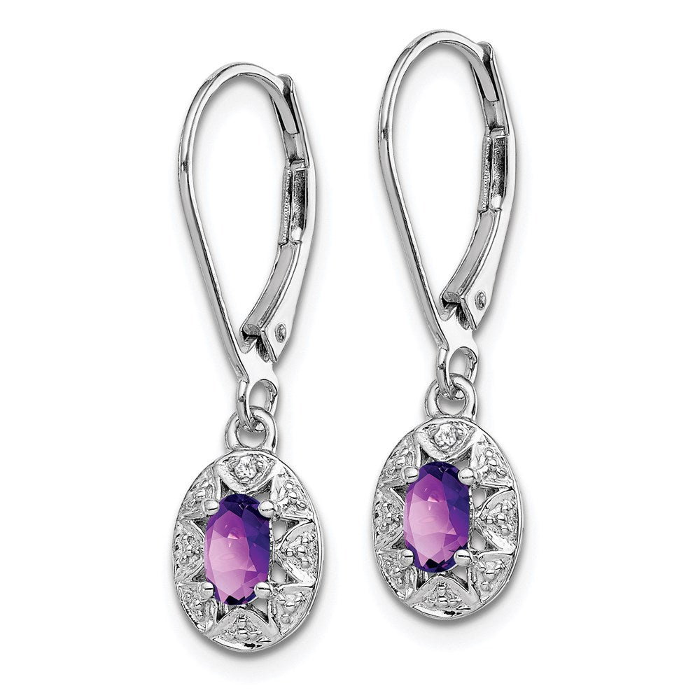 Sterlingsilber Rhodiniert Diamant. & Amethyst Ohrringe