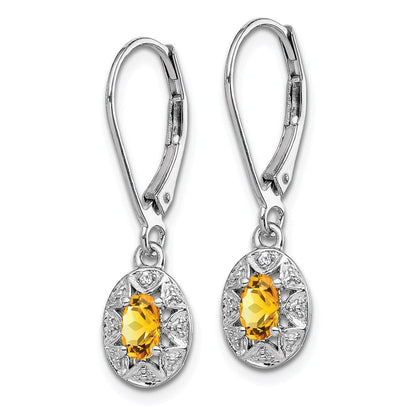 Sterlingsilber Rhodiniert Diamant. & Citrin Ohrringe