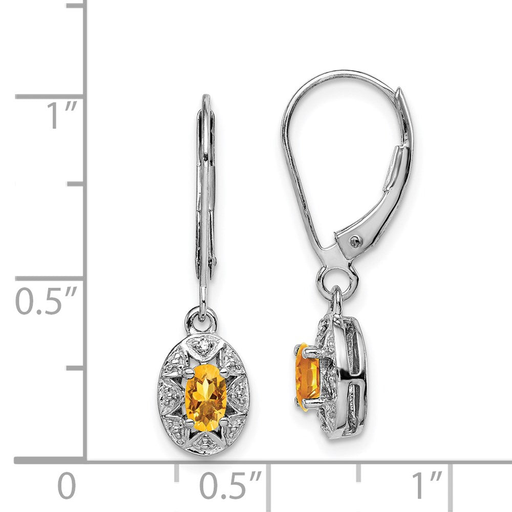 Sterlingsilber Rhodiniert Diamant. & Citrin Ohrringe