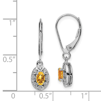 Sterlingsilber Rhodiniert Diamant. & Citrin Ohrringe