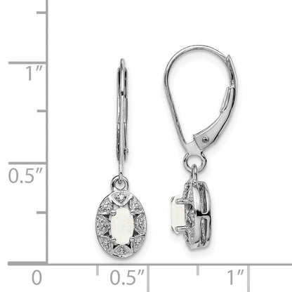 Sterlingsilber Rhodiniert Diamant. & Erzeugt Opal Ohrringe