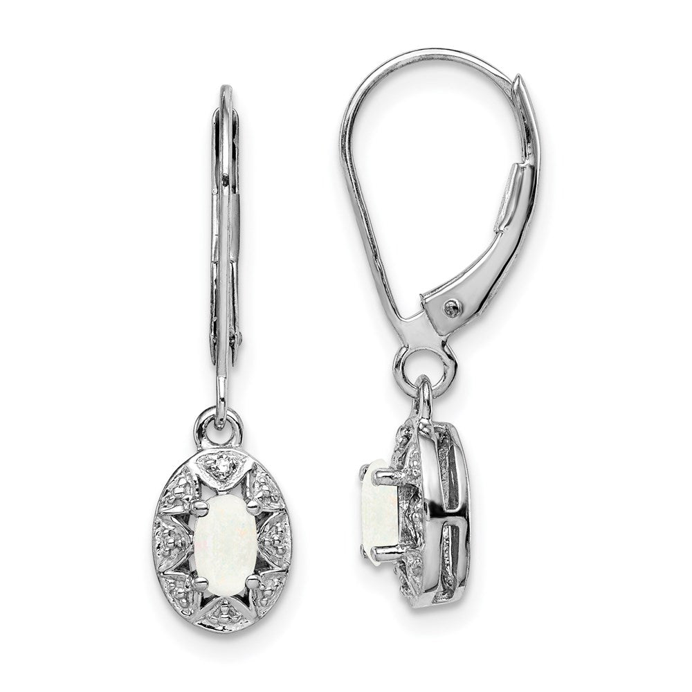 Sterlingsilber Rhodiniert Diamant. & Erzeugt Opal Ohrringe