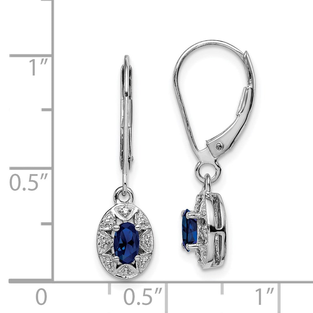 Sterlingsilber Rhodiniert Diamant. & Erzeugt Saphir Ohrringe