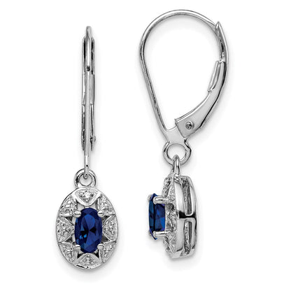 Sterlingsilber Rhodiniert Diamant. & Erzeugt Saphir Ohrringe