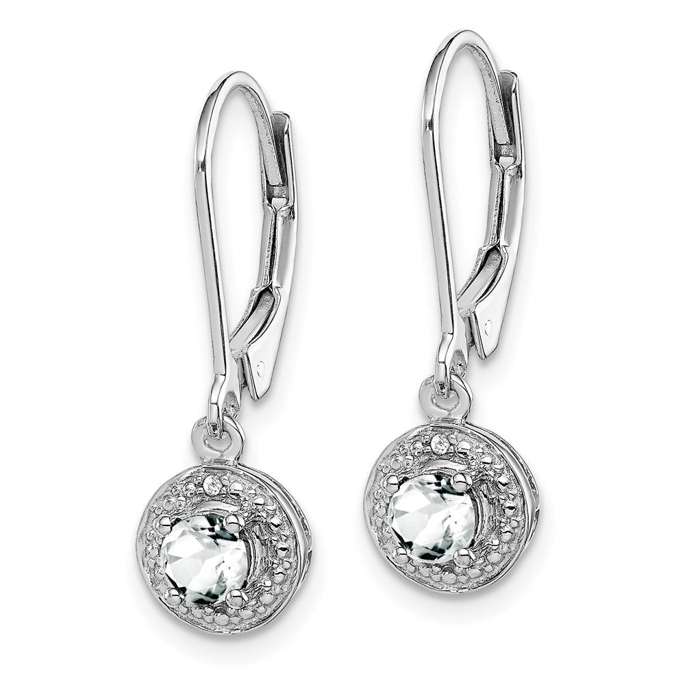 Sterlingsilber Rhodiniert Diamant. & Weiß Topas Ohrringe