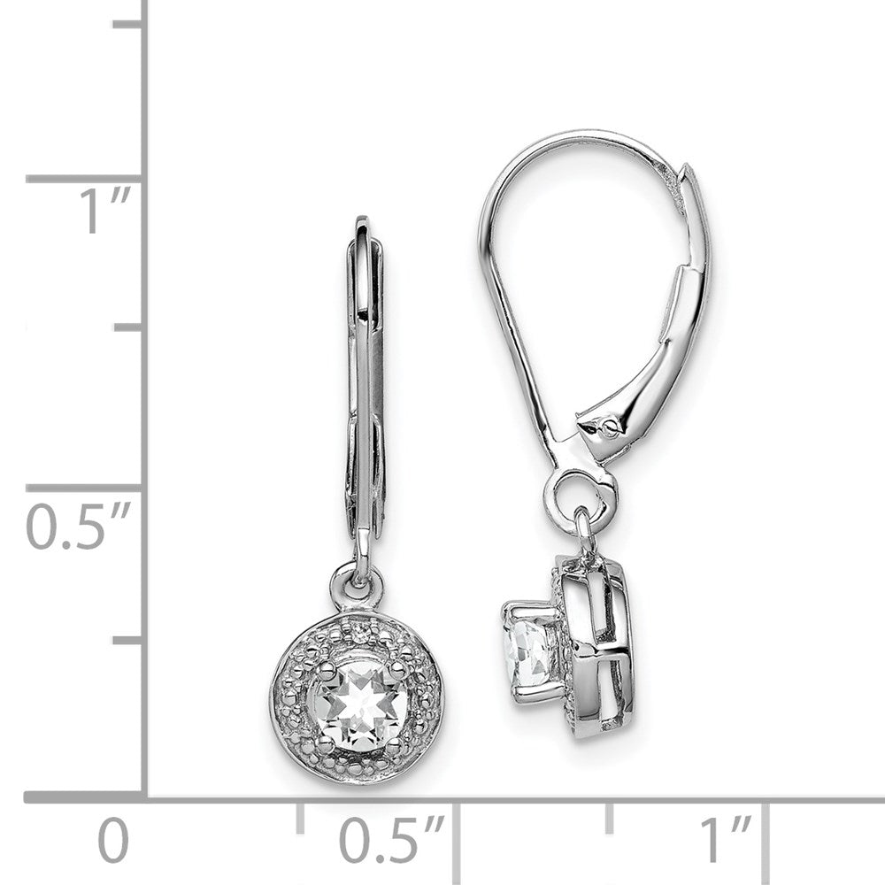 Sterlingsilber Rhodiniert Diamant. & Weiß Topas Ohrringe