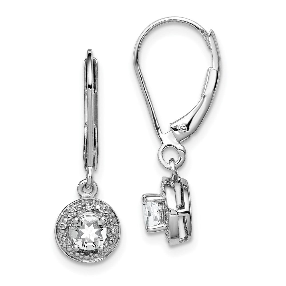 Sterlingsilber Rhodiniert Diamant. & Weiß Topas Ohrringe