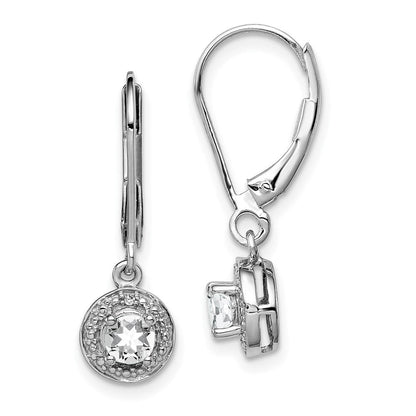Sterlingsilber Rhodiniert Diamant. & Weiß Topas Ohrringe