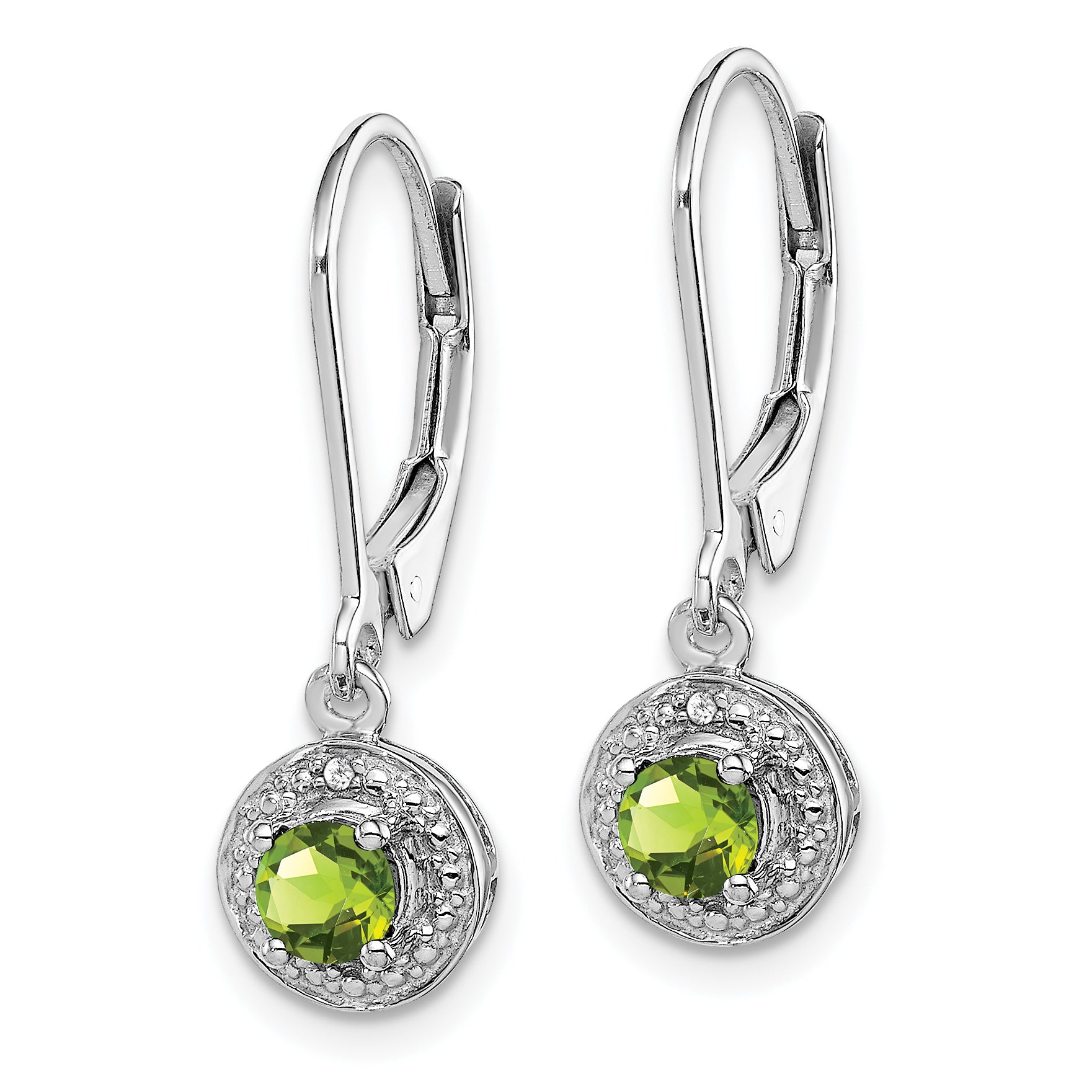 Sterlingsilber Rhodiniert Diamant. & Peridot Ohrringe