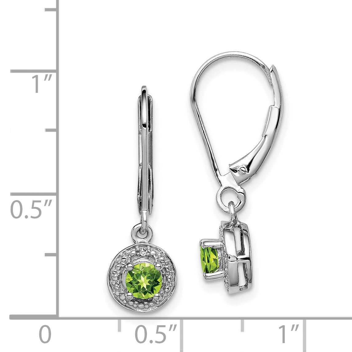 Sterlingsilber Rhodiniert Diamant. & Peridot Ohrringe