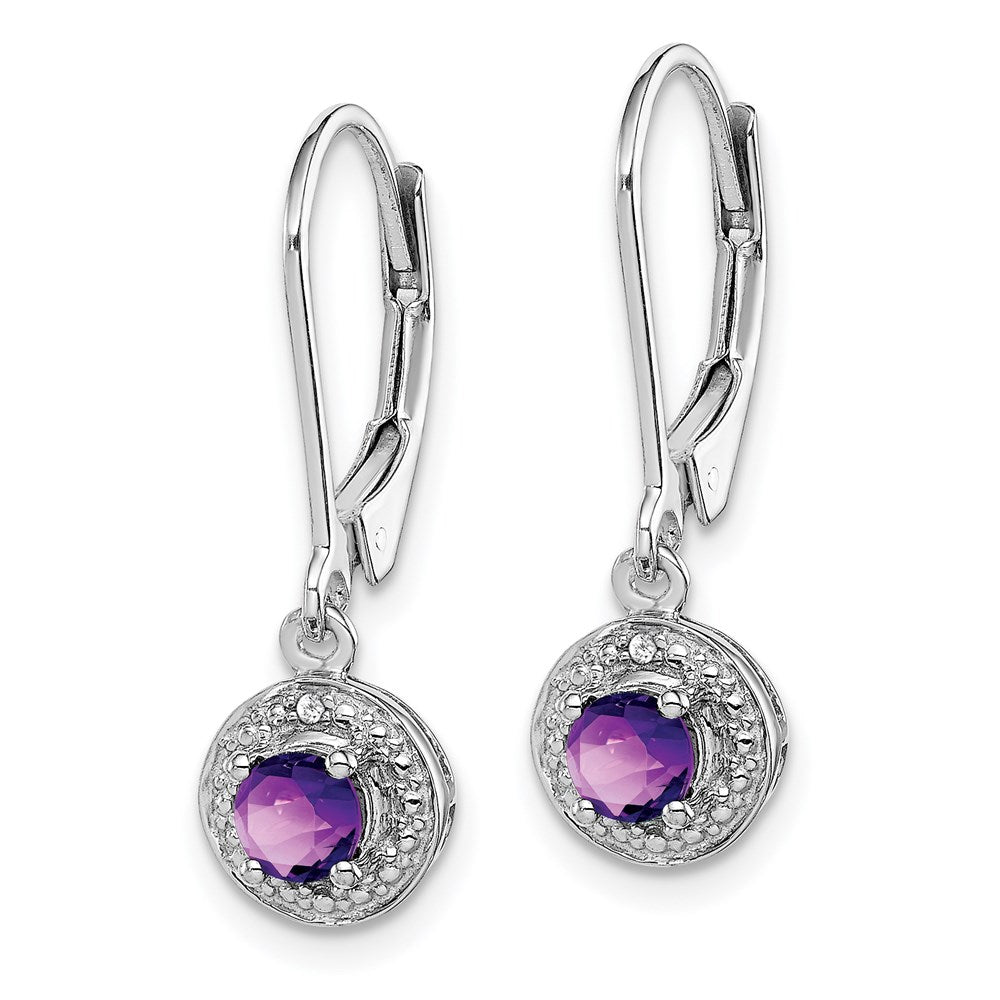 Sterlingsilber Rhodiniert Diamant. & Amethyst Ohrringe