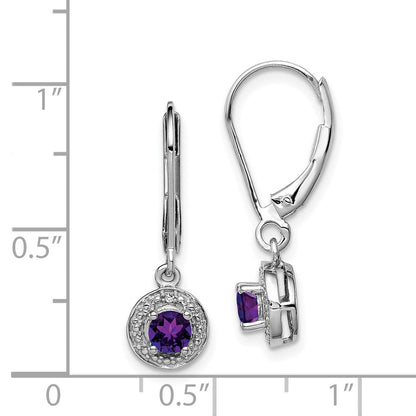 Sterlingsilber Rhodiniert Diamant. & Amethyst Ohrringe