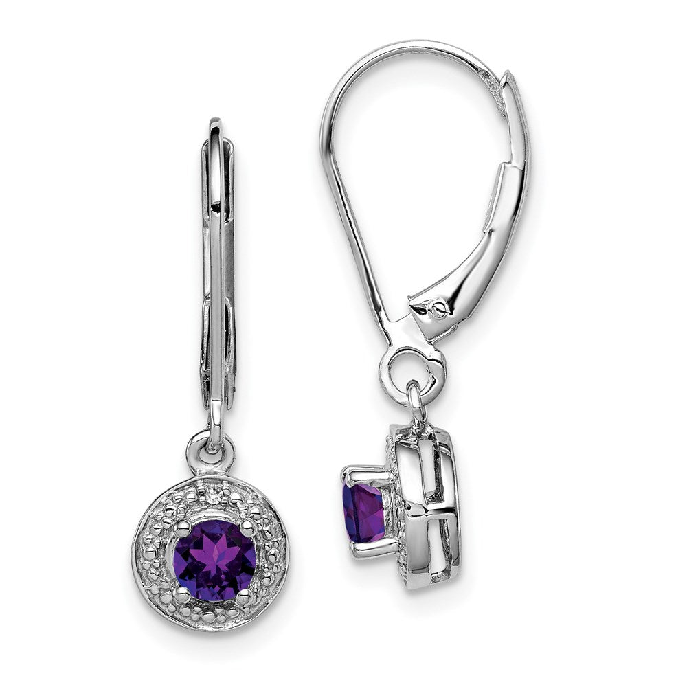 Sterlingsilber Rhodiniert Diamant. & Amethyst Ohrringe