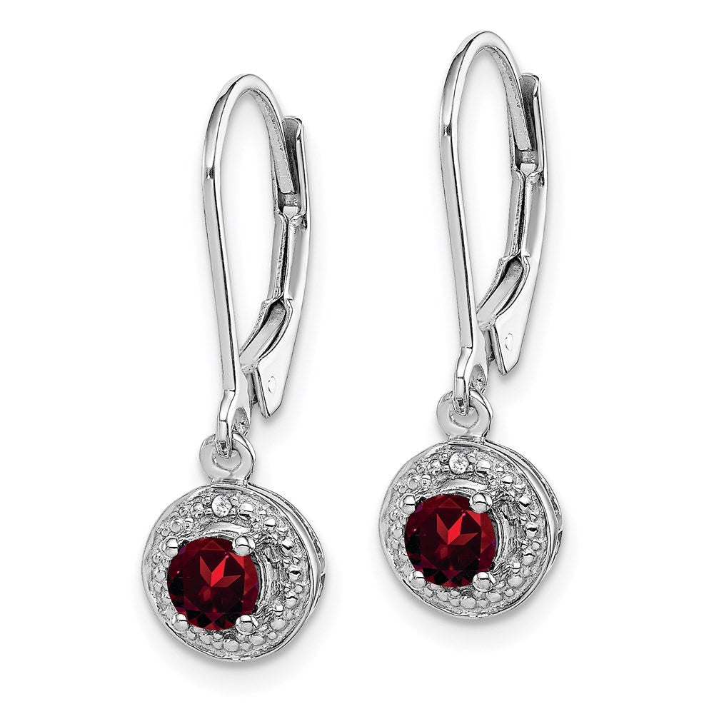 Sterlingsilber Rhodiniert Diamant. & Granat Ohrringe