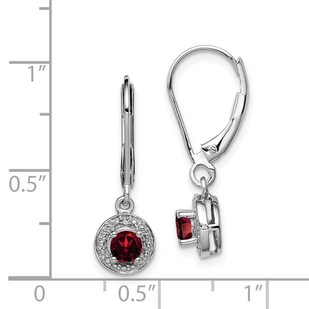 Sterlingsilber Rhodiniert Diamant. & Granat Ohrringe