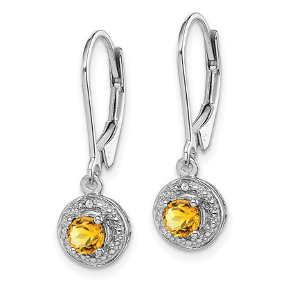 Sterlingsilber Rhodiniert Diamant. & Citrin Ohrringe