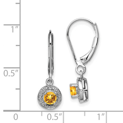 Sterlingsilber Rhodiniert Diamant. & Citrin Ohrringe