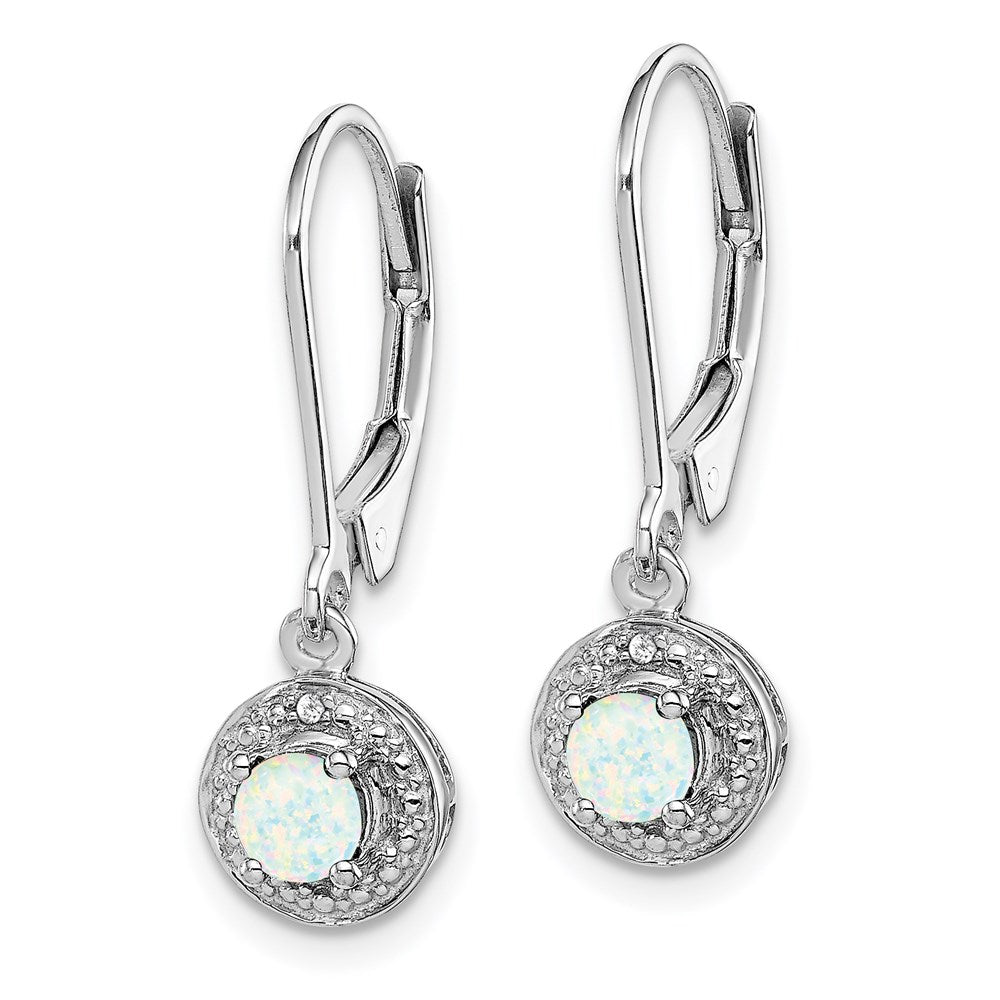 Sterlingsilber Rhodiniert Diamant. & Erzeugt Opal Ohrringe