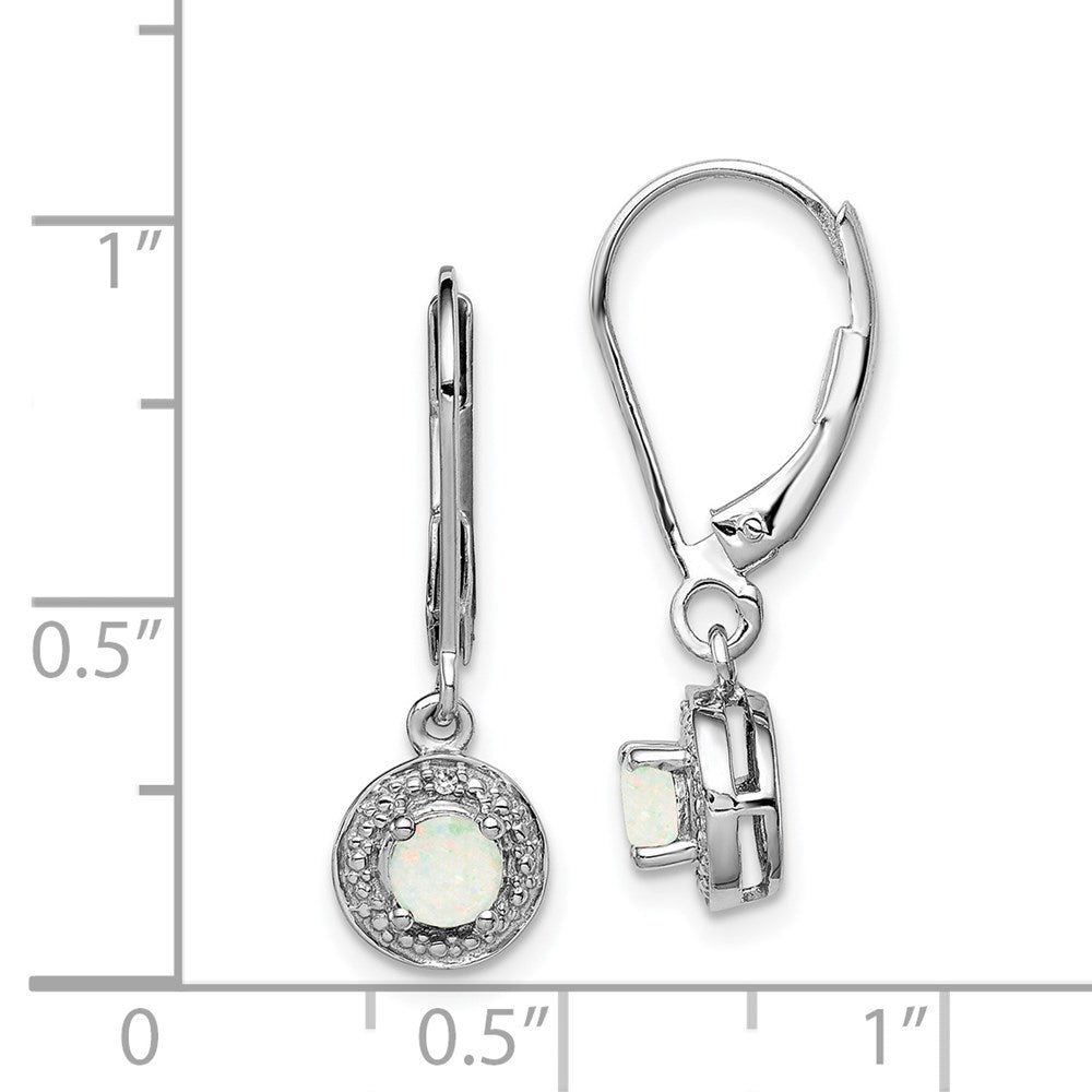 Sterlingsilber Rhodiniert Diamant. & Erzeugt Opal Ohrringe