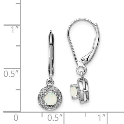 Sterlingsilber Rhodiniert Diamant. & Erzeugt Opal Ohrringe