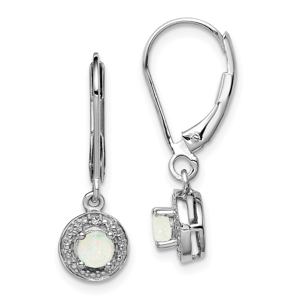 Sterlingsilber Rhodiniert Diamant. & Erzeugt Opal Ohrringe