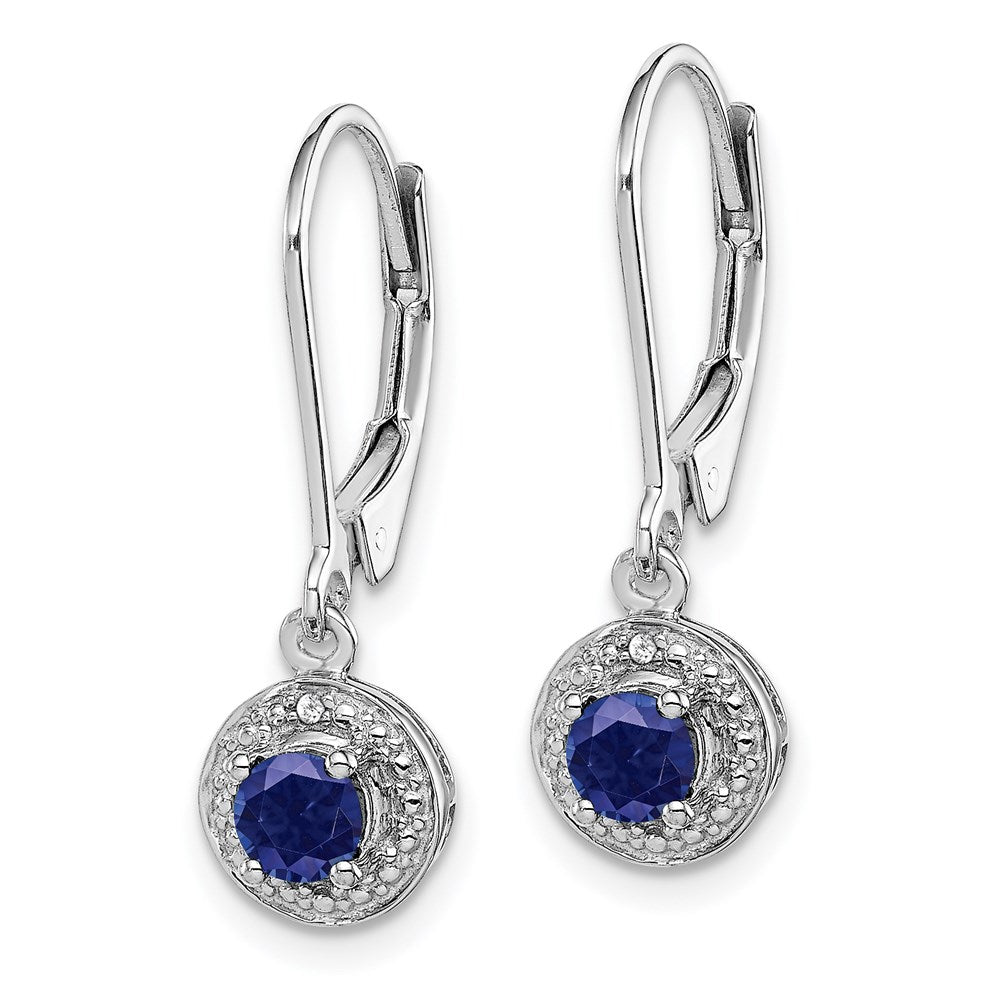 Sterlingsilber Rhodiniert Diamant. & Erzeugt Saphir Ohrringe