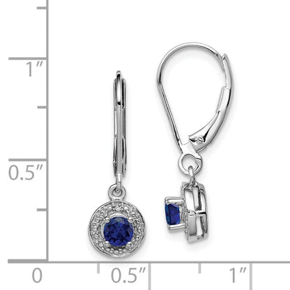 Sterlingsilber Rhodiniert Diamant. & Erzeugt Saphir Ohrringe