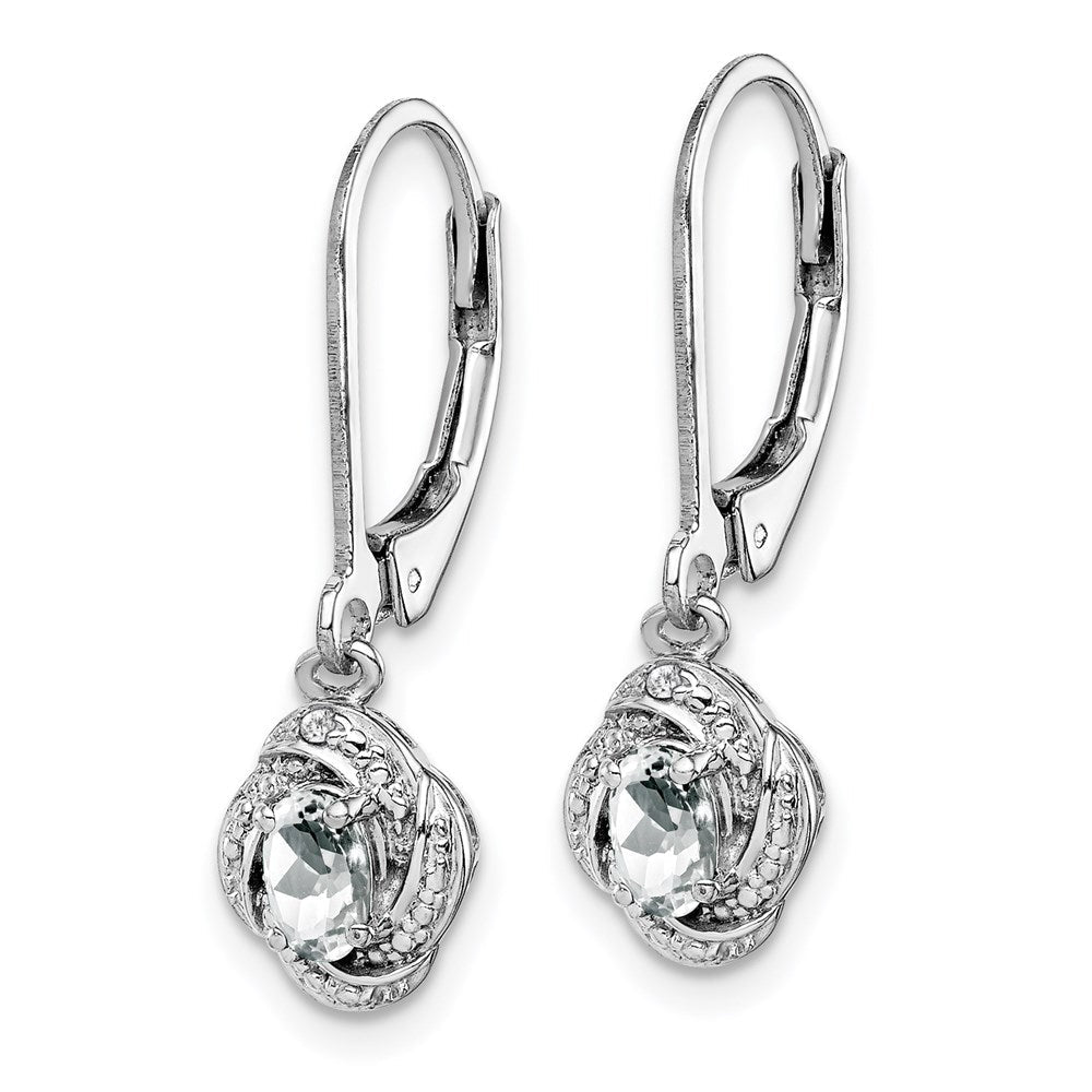 Sterlingsilber Rhodiniert Diamant. & Weiß Topas Ohrringe